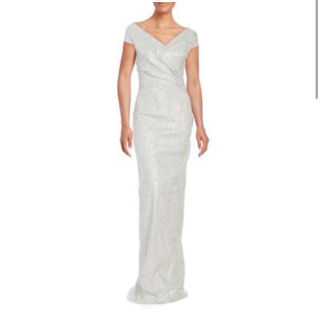 Rickie Freeman For Teri Jon Metallic Jacquard Evening Gown Wedding Prom Dress 10